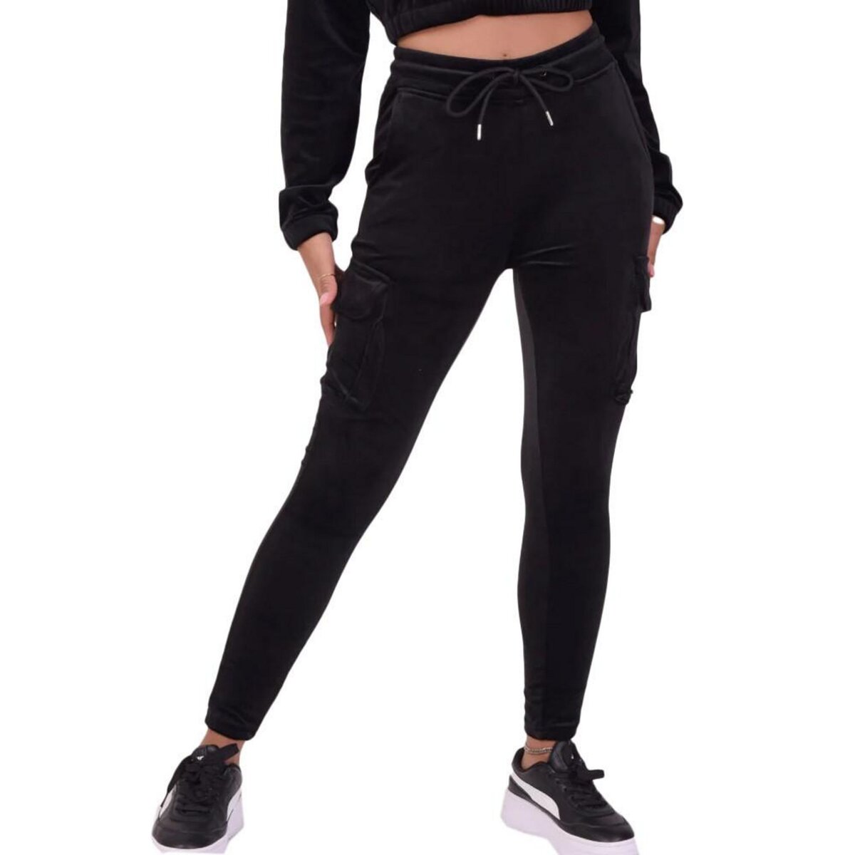 INEXTENSO Jogging noir femme pas cher 