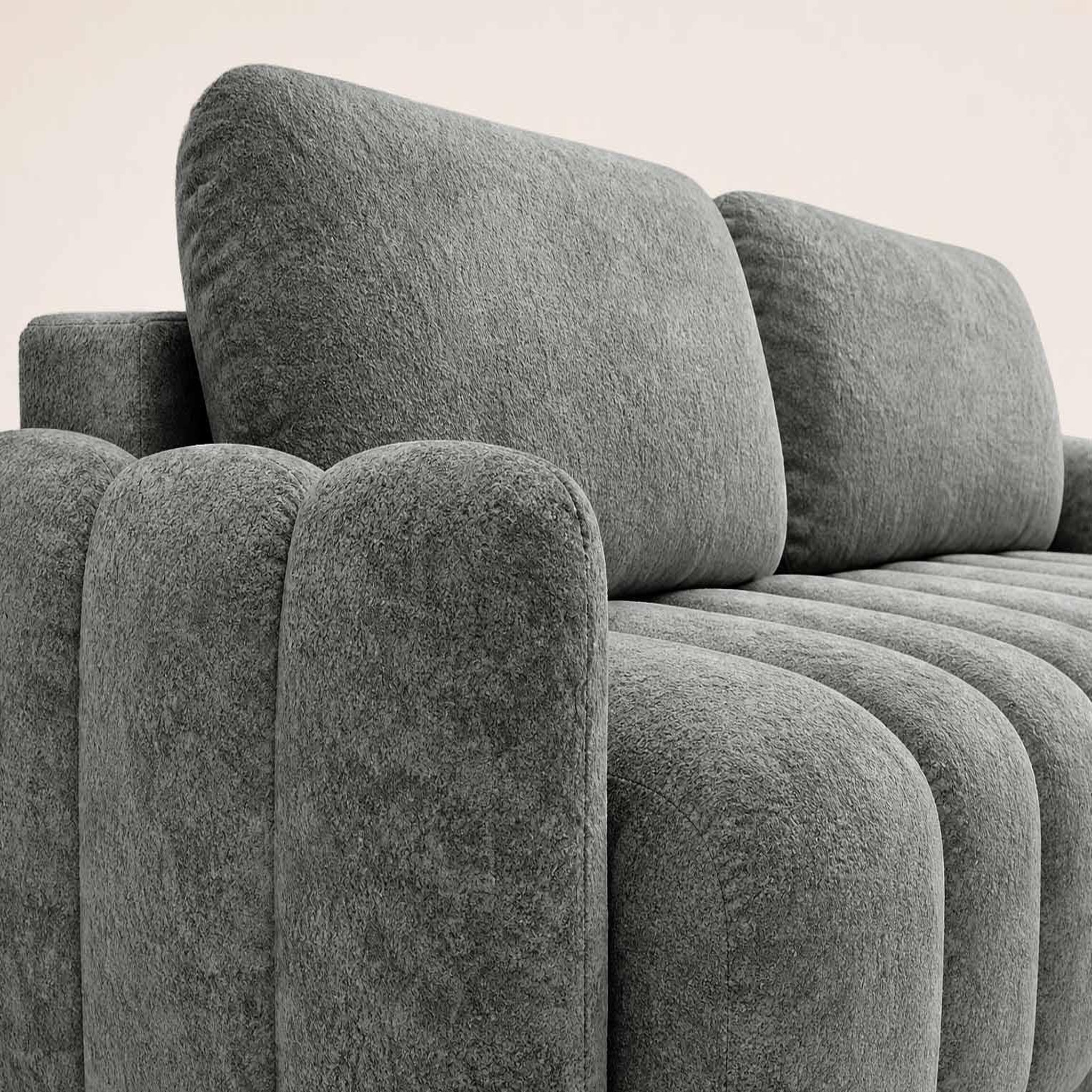 Voir la diapositive 6 : BEST MOBILIER Silvia - canapé droit 3 places convertible avec coffre - en tissu bouclette