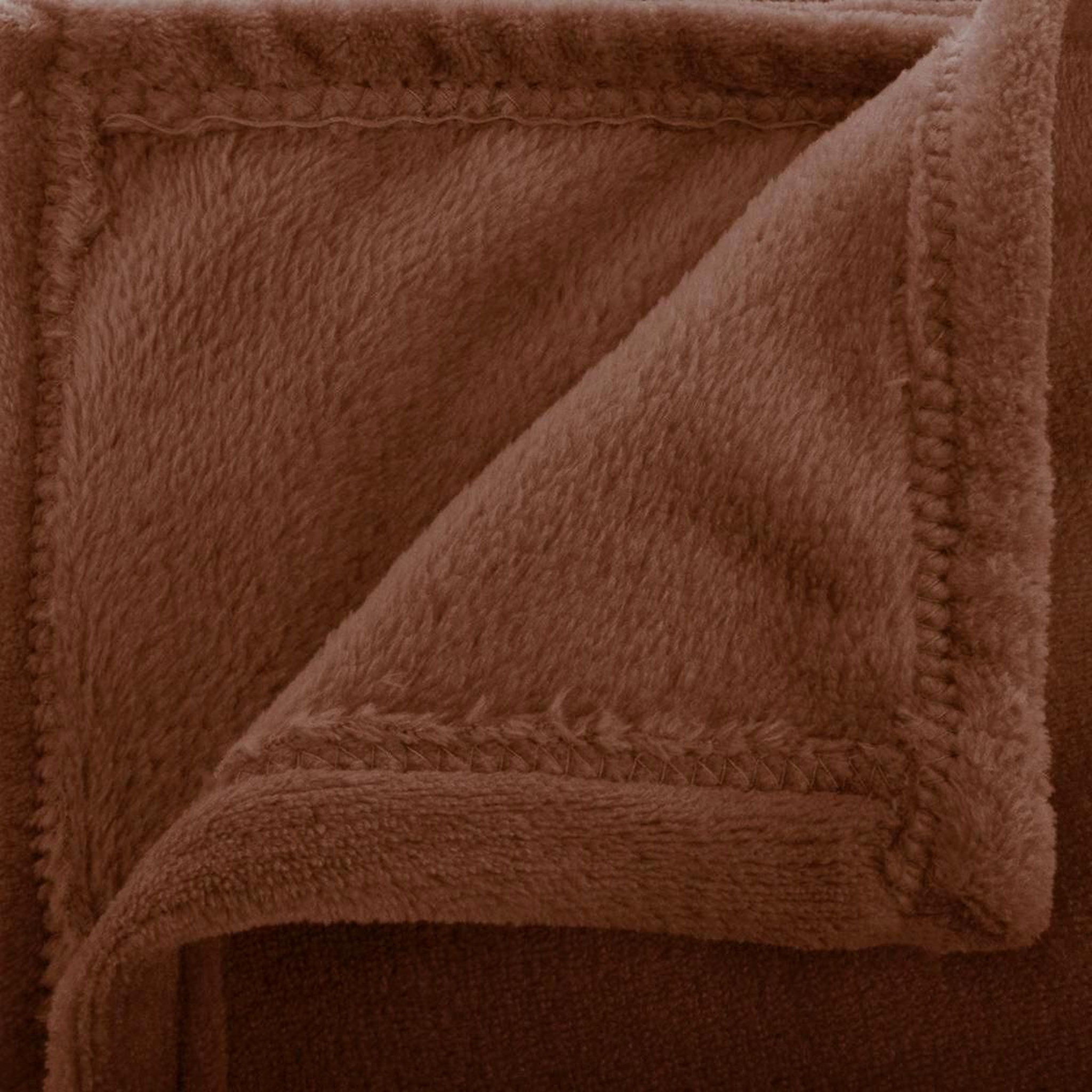 Voir la diapositive 2 : ATMOSPHERA Plaid en flanelle uni  ollis  180x230cm marron tonka