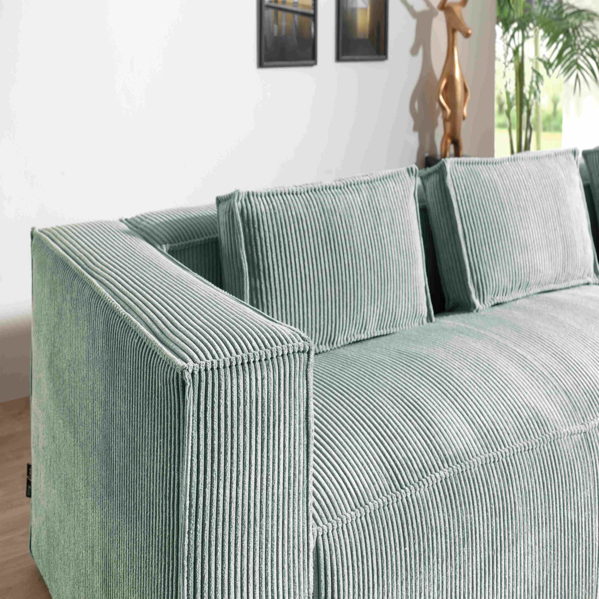 Voir la diapositive 4 : LISA DESIGN Stella - canapé d'angle - en velours côtelé - 4 places -style contemporain - droit