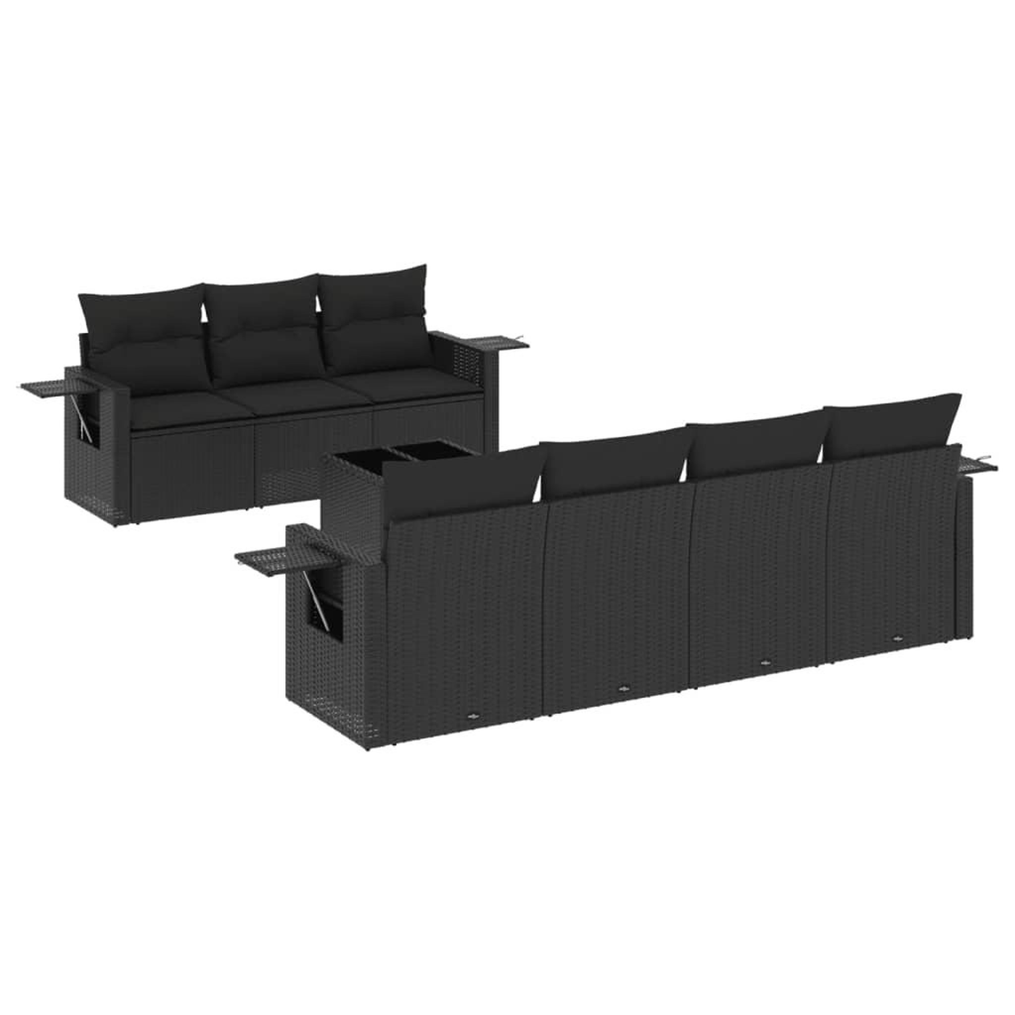 Voir la diapositive 2 : VIDAXL Salon de jardin 8 pcs avec coussins noir resine tressee