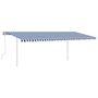 Voir la diapositive 2 : VIDAXL Auvent manuel retractable avec poteaux 6x3 m Bleu et blanc