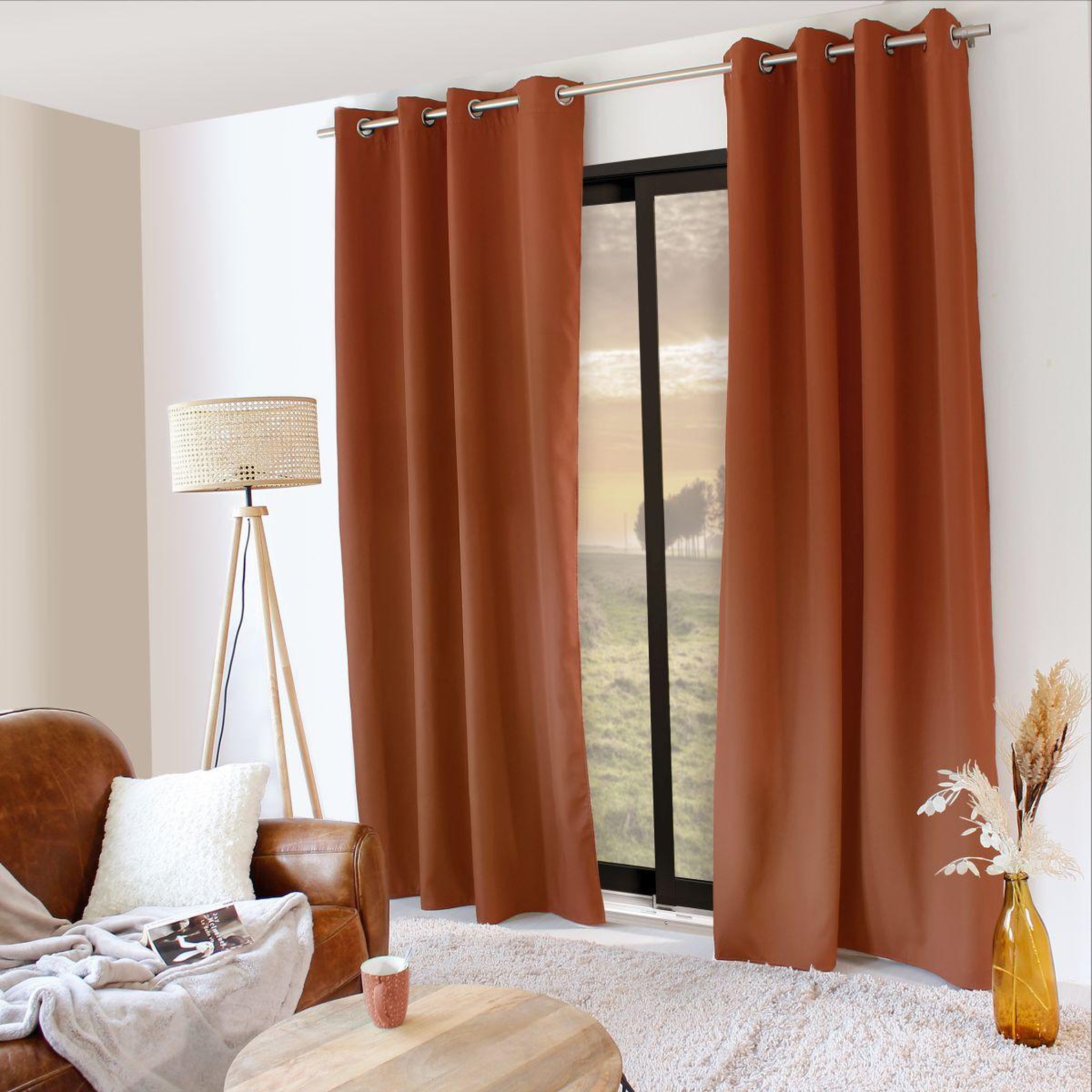 ENJOY HOME Rideau thermique occultant  glacier  135x240cm terracotta
