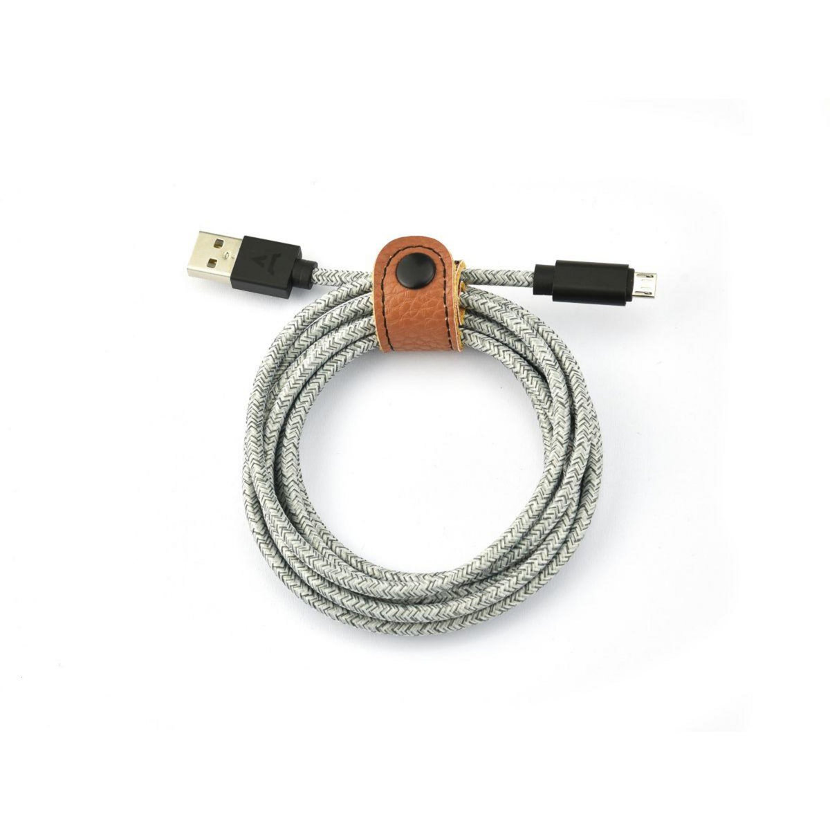 ADEQWAT Câble micro USB vers USB 2M tréssé Gris