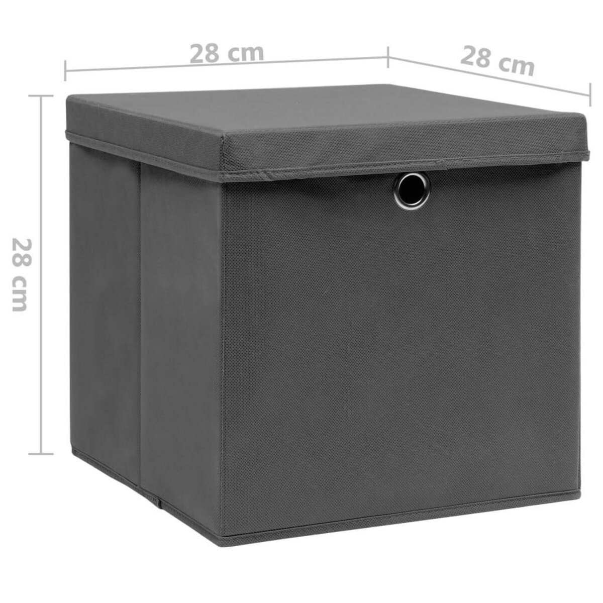 VIDAXL Boîtes de rangement avec couvercles 4 pcs 28x28x28 cm Gris