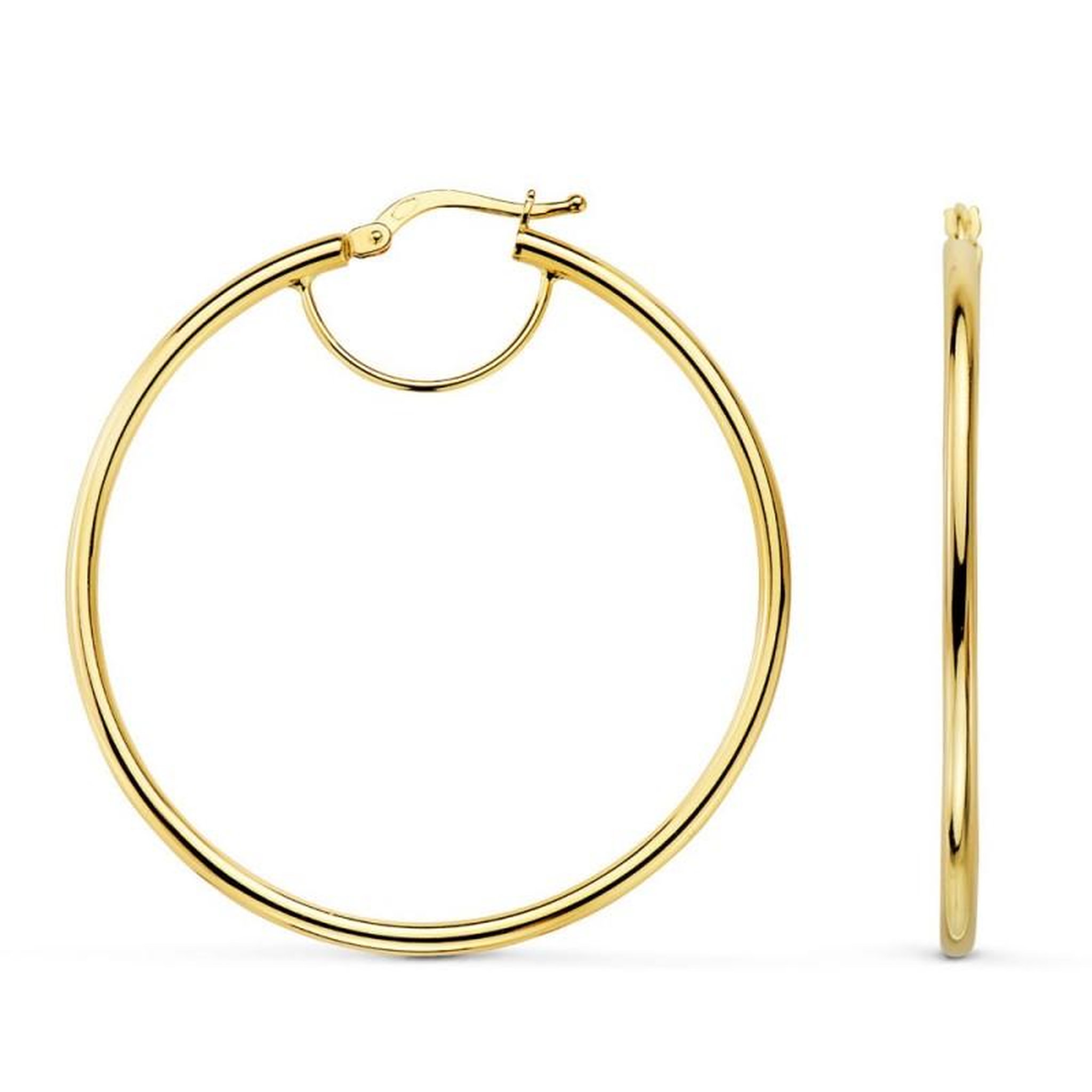 Voir la diapositive 1 : L'ATELIER D'AZUR Boucles d'Oreilles Créoles Renforcées - Or Jaune - Diamètre 4.5cm - Femme