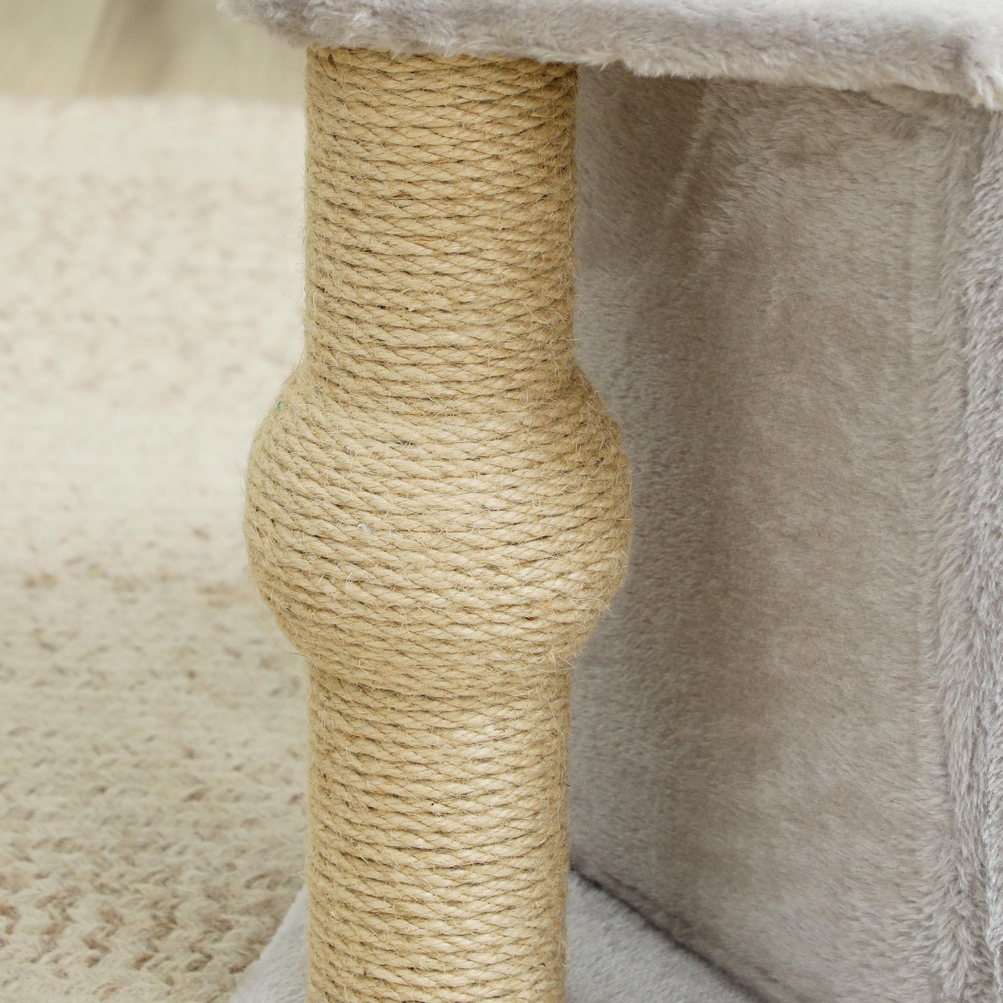 Voir la diapositive 5 : PAWHUT Arbre à chat h.66 cm poteaux à griffer jute lit maison chat plateforme balle de jeu gris