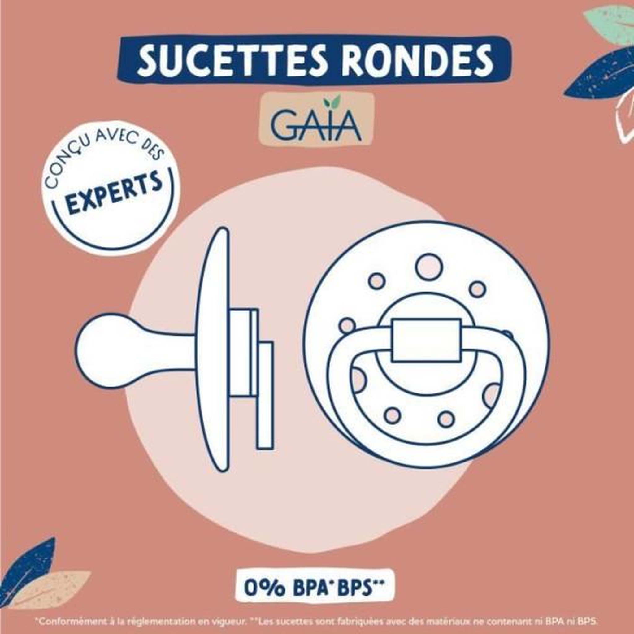 Voir la diapositive 2 : DODIE Sucettes Dodie Gaia +6m en caoutchouc naturel - Lot de 2