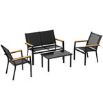 OUTSUNNY Salon de jardin design bicolore 4 personnes 4 pièces