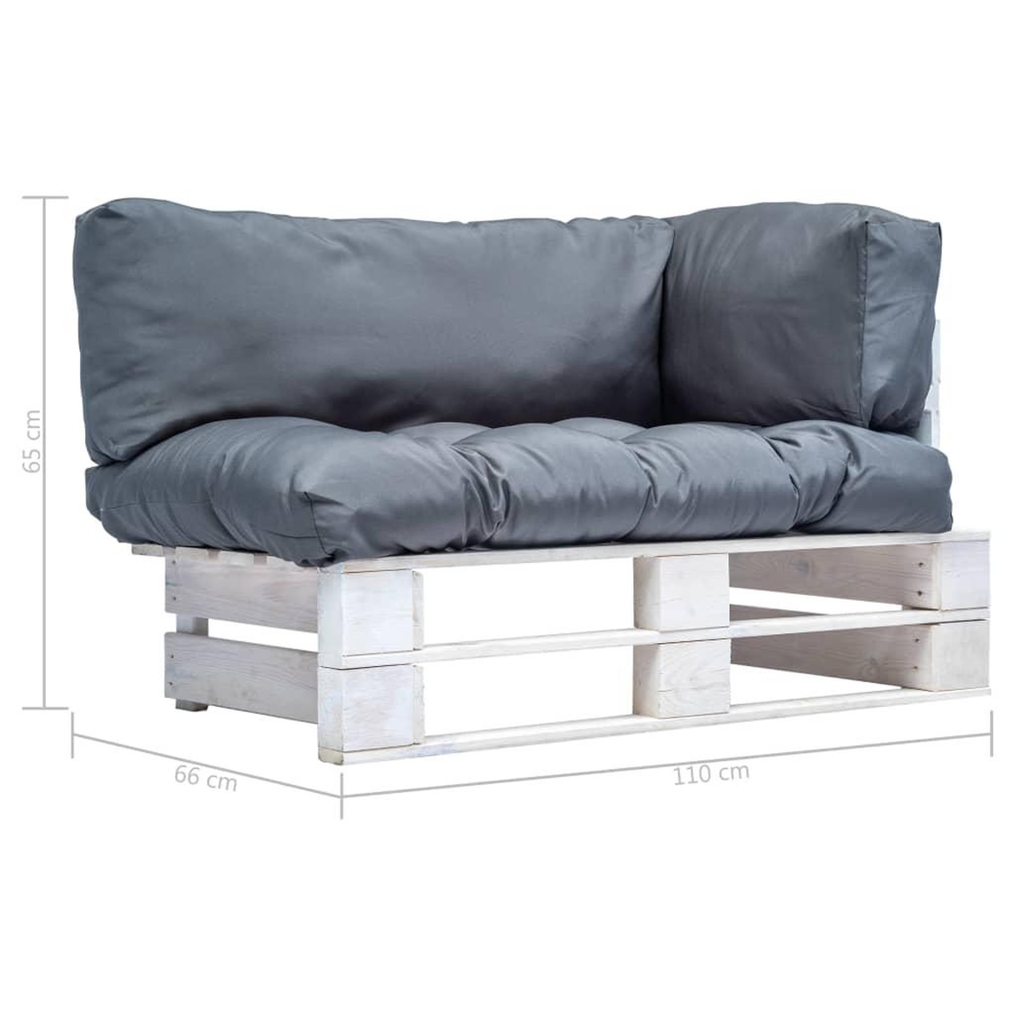 Voir la diapositive 3 : VIDAXL Canape de jardin palette avec coussins gris pinede