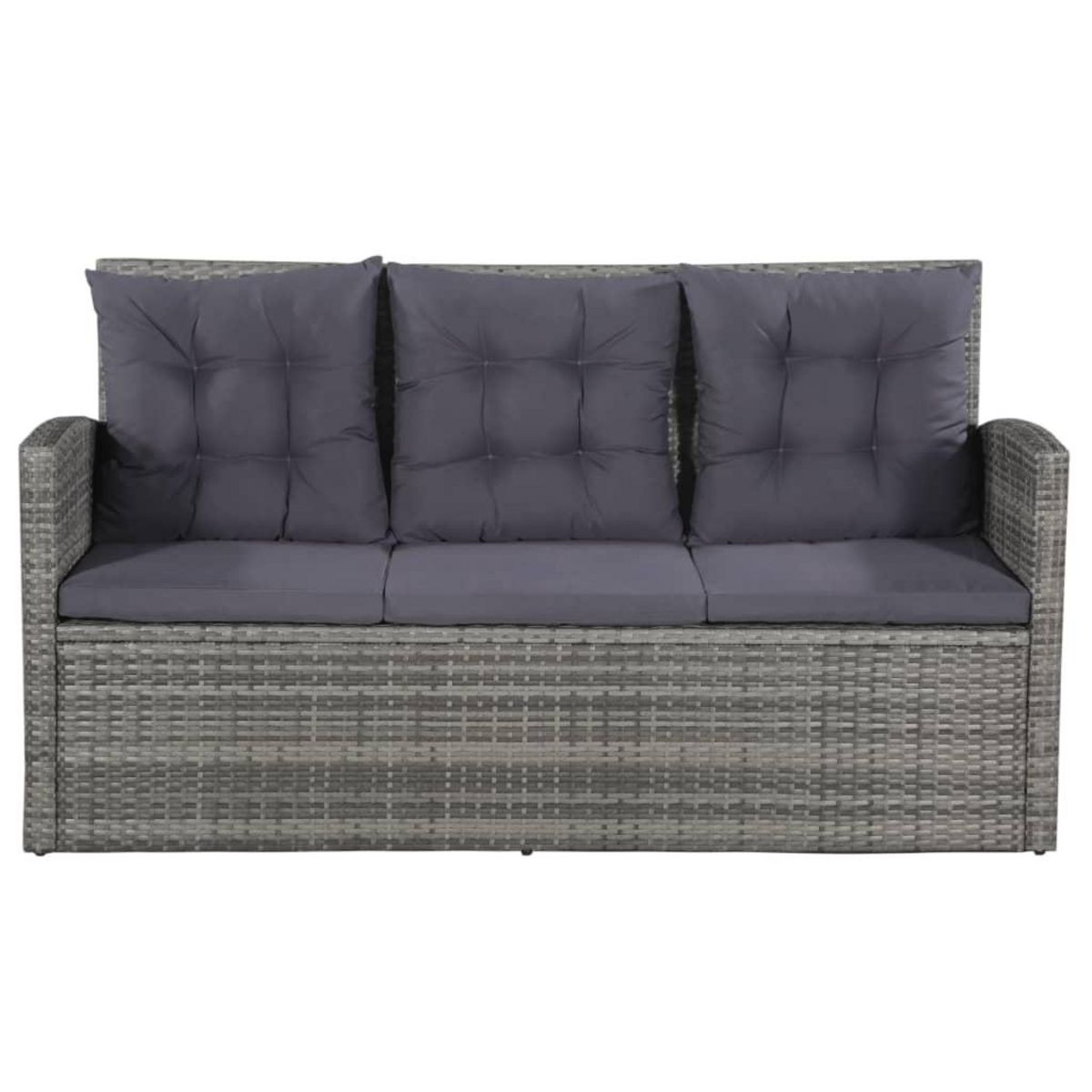 VIDAXL Salon de jardin 6 pcs avec coussins resine tressee gris