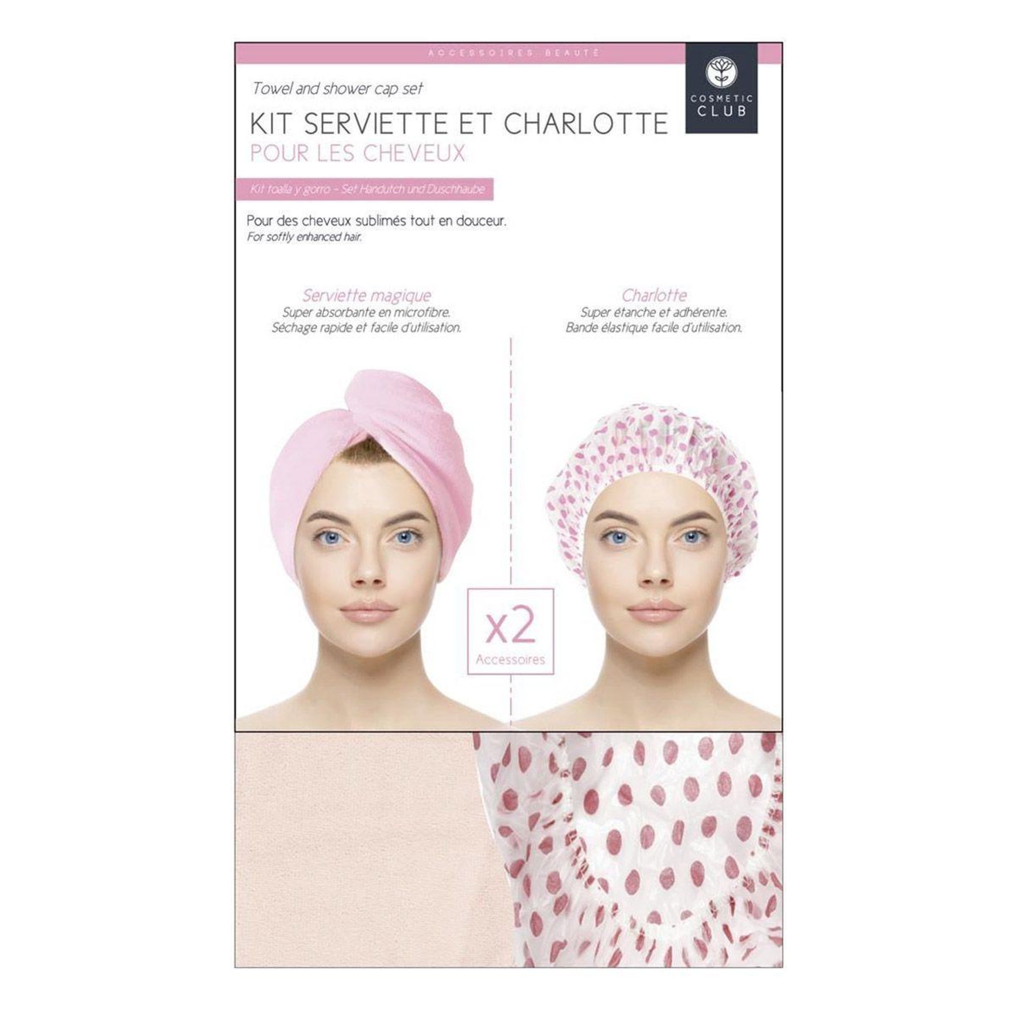 Voir la diapositive 1 : Cosmetic Club Kit Serviette & Charlotte  Cheveux  60cm Rose