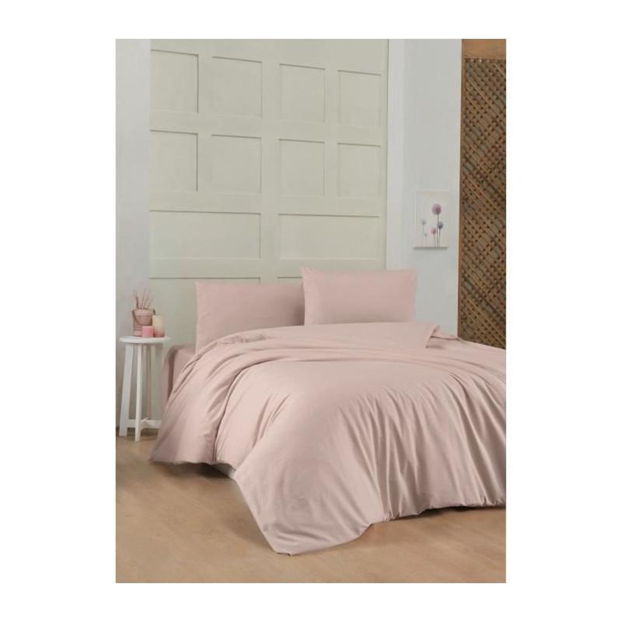 GENERIQUE Parure de lit - 1 housse de couette 220 x 240 cm + 2 taies d'oreiller 60 x 60 cm - 100% coton renforcé - Marron