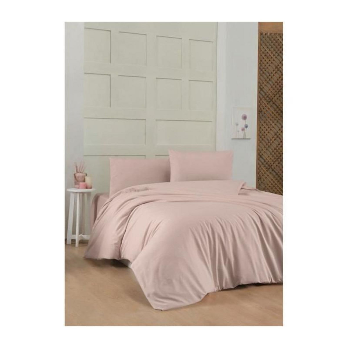 GENERIQUE Parure de lit - 1 housse de couette 220 x 240 cm + 2 taies d'oreiller 60 x 60 cm - 100% coton renforcé - Marron