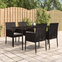 Voir la diapositive 1 : VIDAXL Ensemble a manger de jardin coussins 5pcs Noir Resine tressee