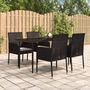 Voir la diapositive 1 : VIDAXL Ensemble a manger de jardin coussins 5pcs Noir Resine tressee