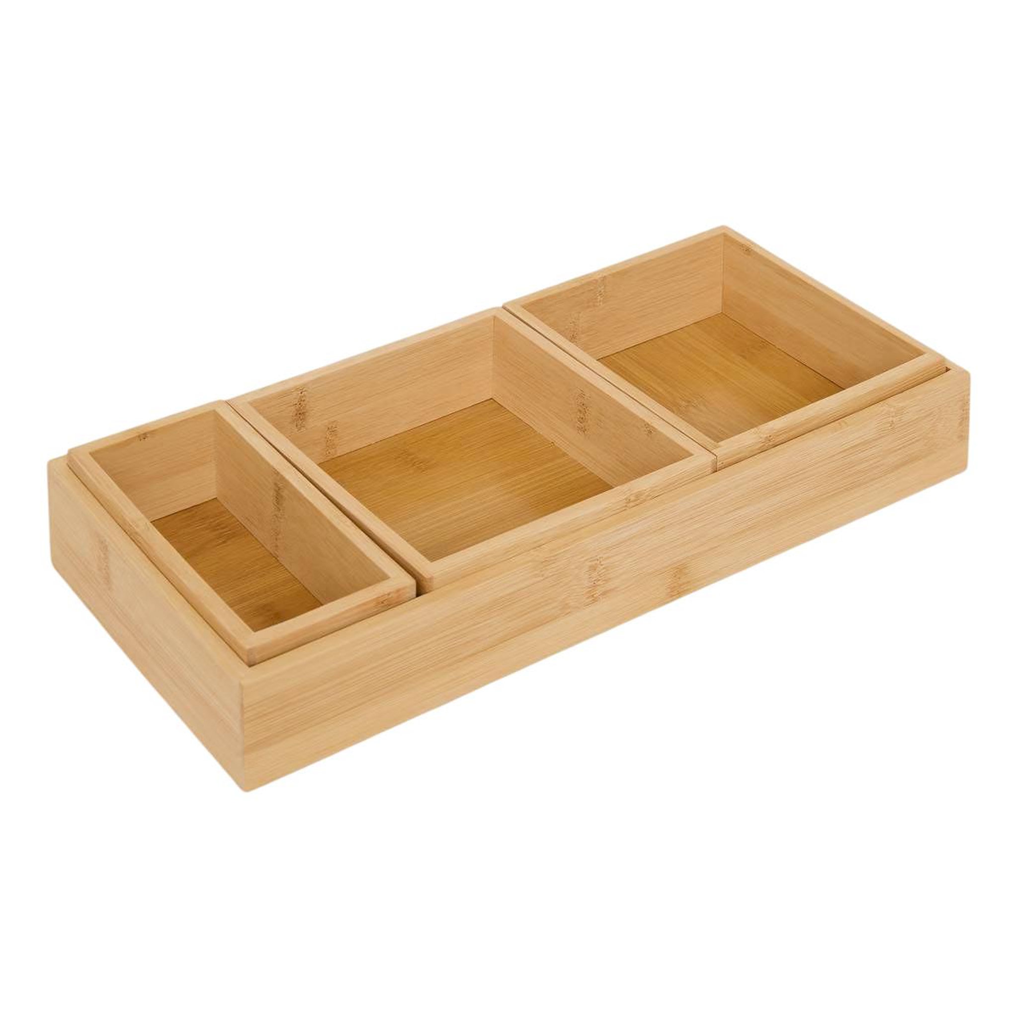 FIVE Lot de 4 organiseurs de tiroir  bambou  38cm naturel