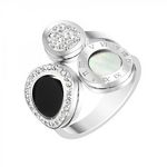 SC CRYSTAL Bague taille 54 par SC Crystal ornée de Cristaux scintillants et de nacre. Coloris disponibles : Gris