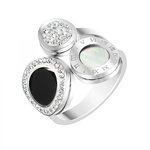 SC CRYSTAL Bague taille 54 par SC Crystal ornée de Cristaux scintillants et de nacre. Coloris disponibles : Gris