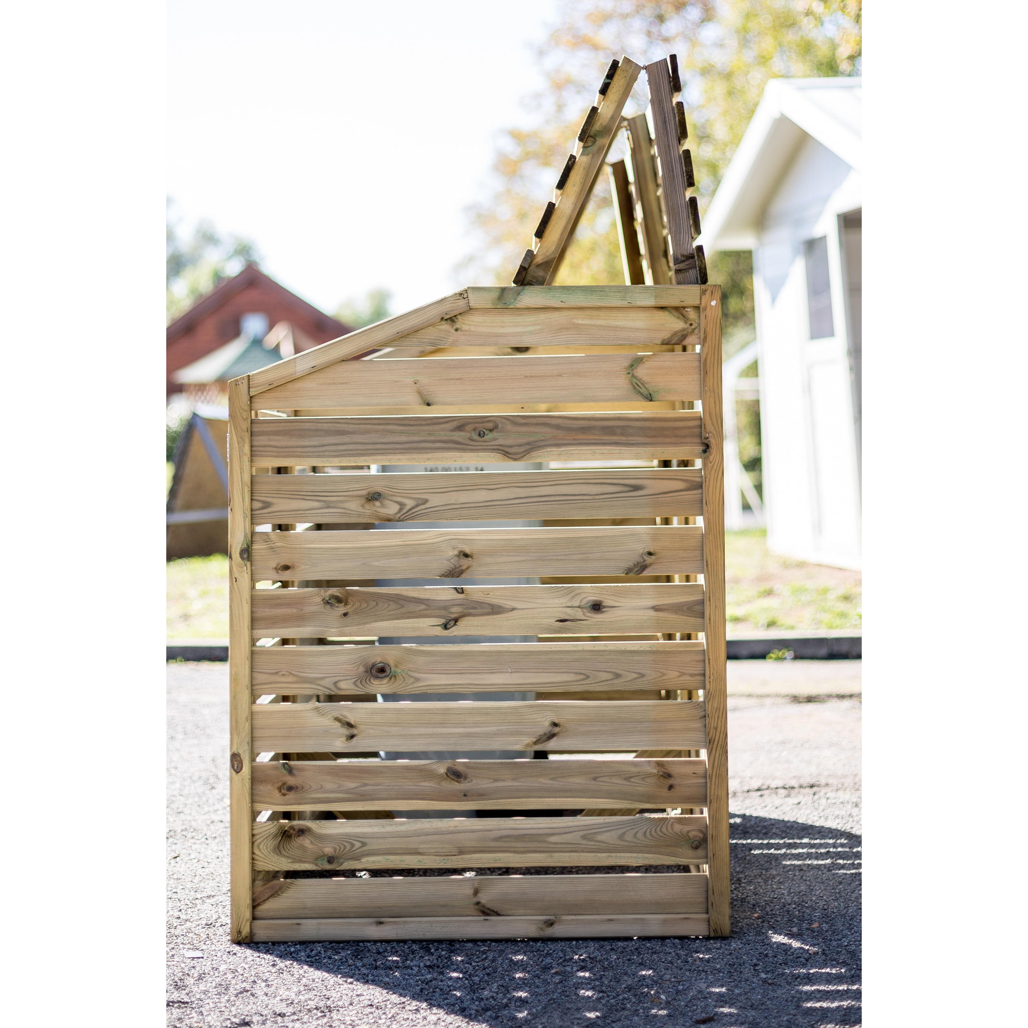 Voir la diapositive 5 : Cache-poubelle - Bois traité autoclave - 150x90x120cm - SKAGEN
