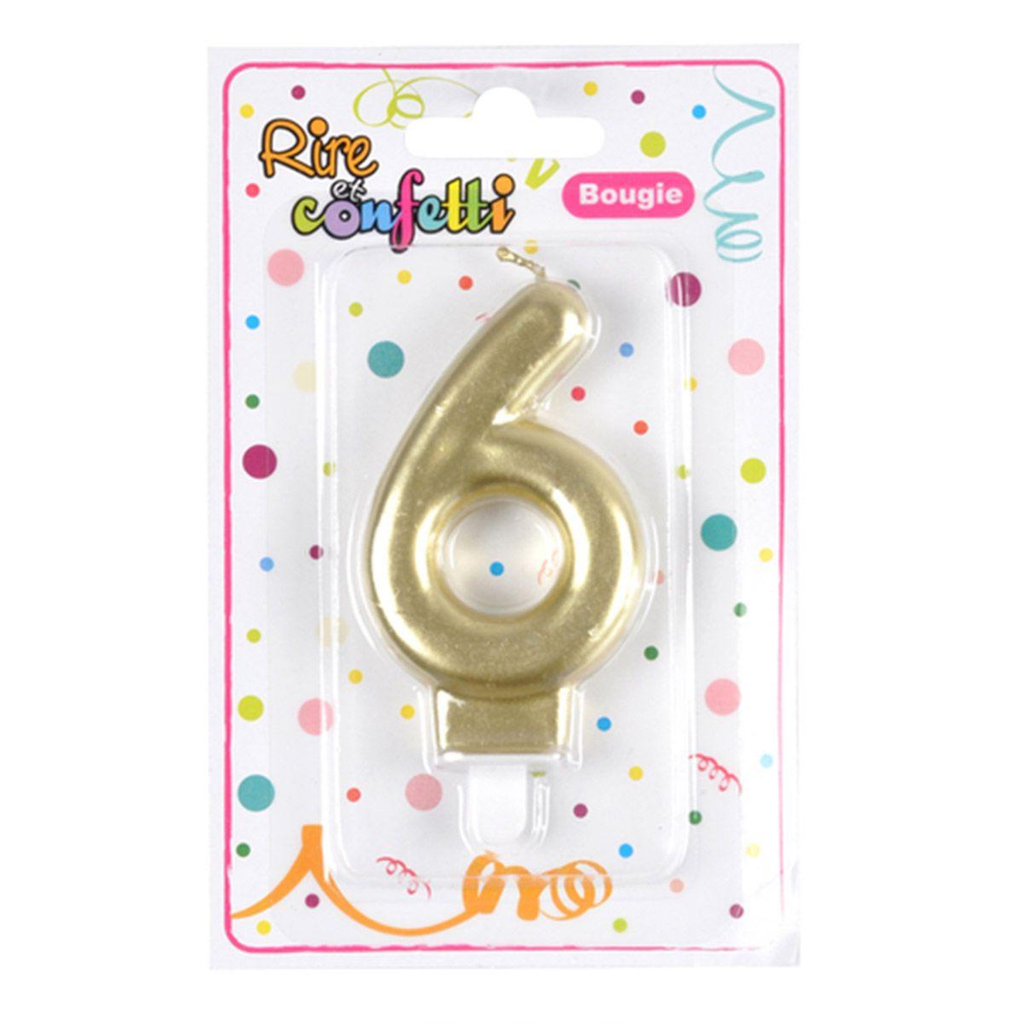 Voir la diapositive 2 : HOMEA Bougie d'Anniversaire  Chiffre 6  7cm Or