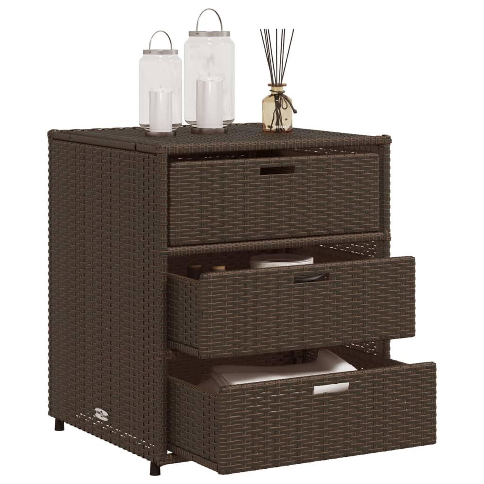 Voir la diapositive 5 : VIDAXL Armoire de rangement de jardin marron 55x59x69cm resine tressee