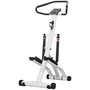 Voir la diapositive 1 : HOMCOM Stepper fitness pliable réglable - stepper avec guidon écran LCD multifonction porte-bouteille 2 roulettes acier blanc