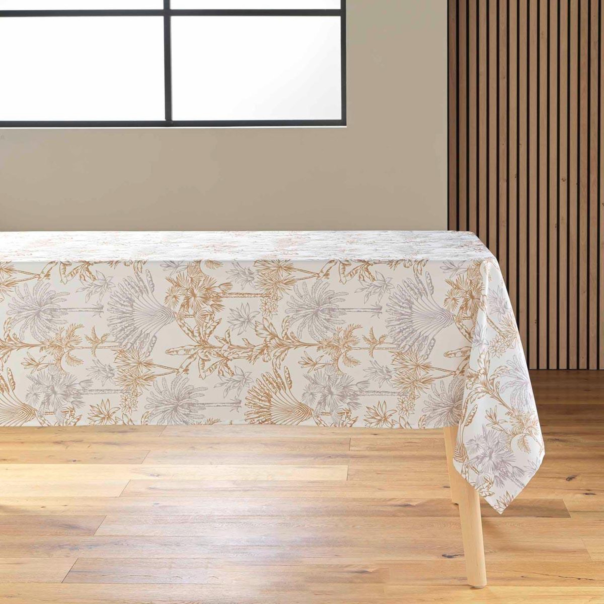 Douceur d'Intérieur Nappe antitache imprimé  canarie  145x240cm naturel