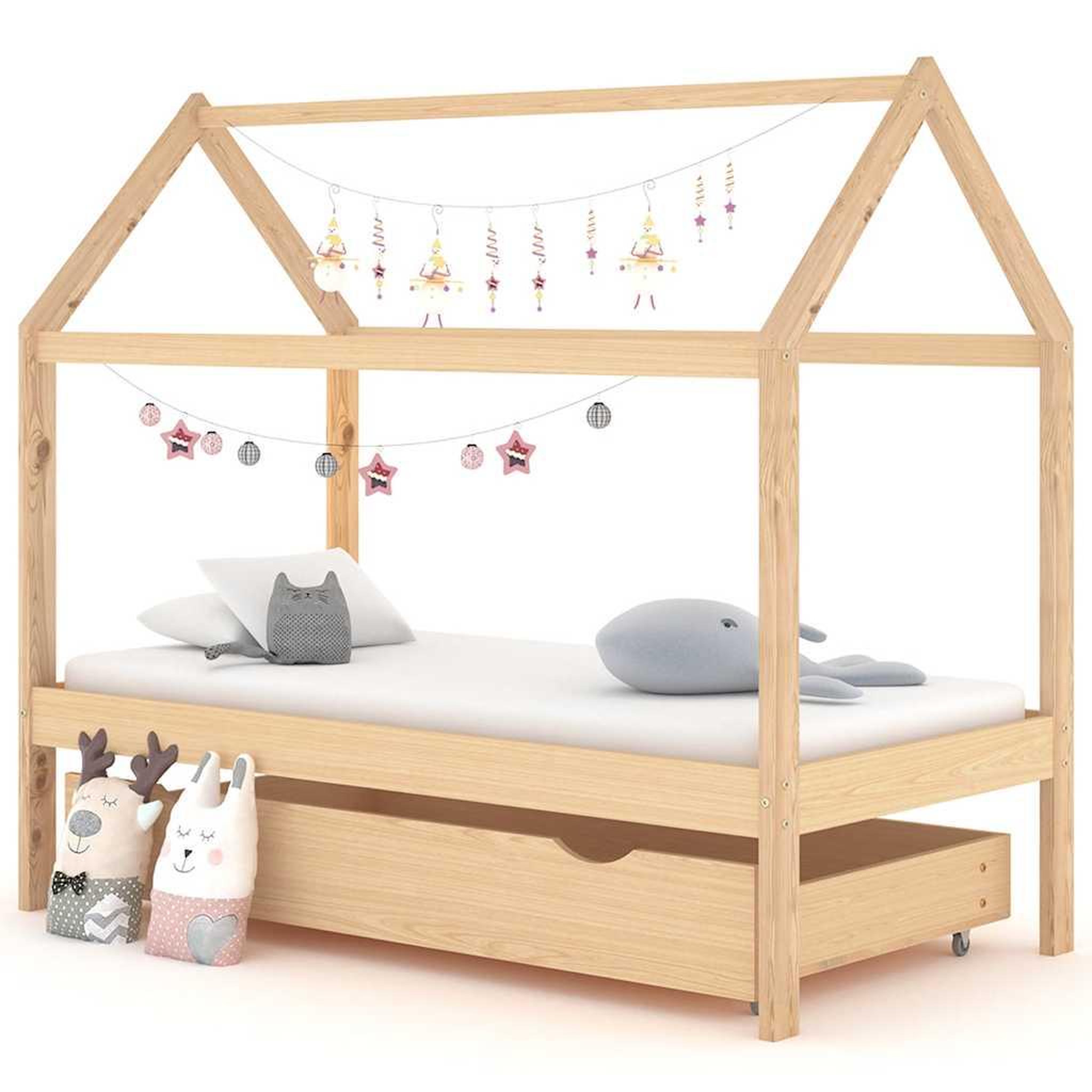 VIDAXL Cadre de lit pour enfant et un tiroir bois pin massif 80x160 cm