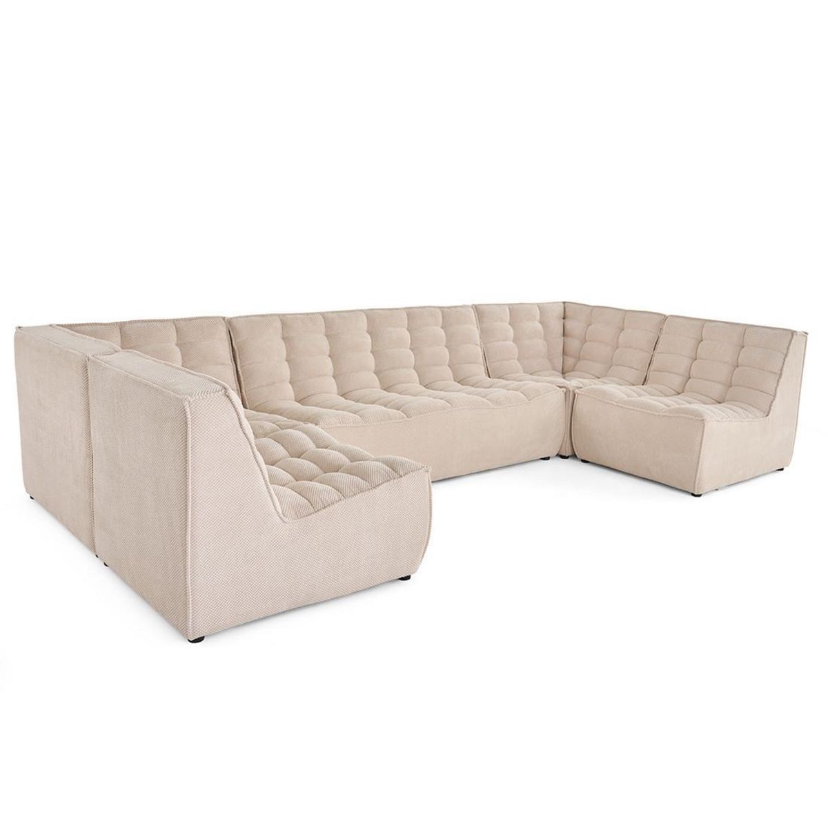 LISA DESIGN Ellie - canapé modulable panoramique 7 places en velours texturé