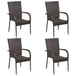 VIDAXL Chaises empilables d'exterieur lot de 4 Resine tressee Marron