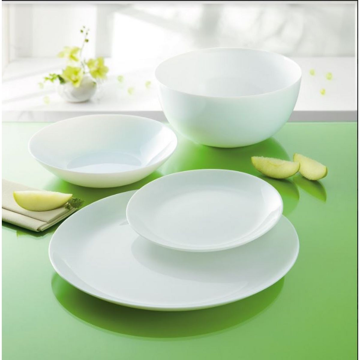 LUMINARC Service d'assiettes opale 19 pièces DIWALI blanc