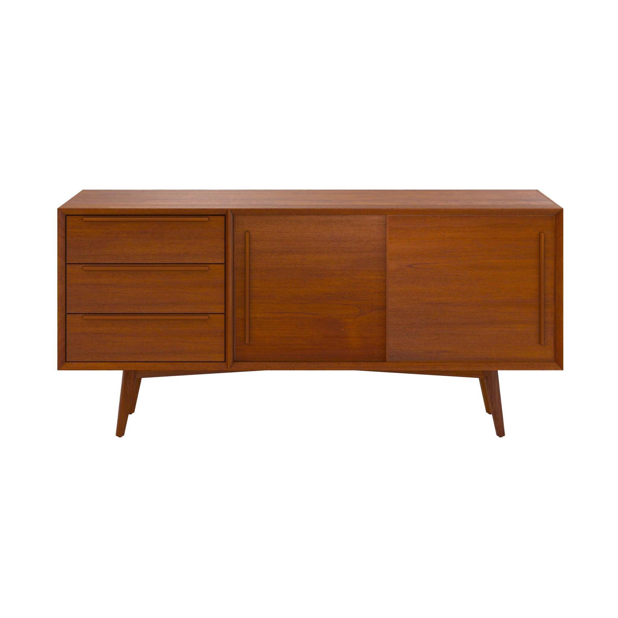 MAISON PAVANE Buffet en bois de teck, 2 portes coulissantes et 3 tiroirs-Waya