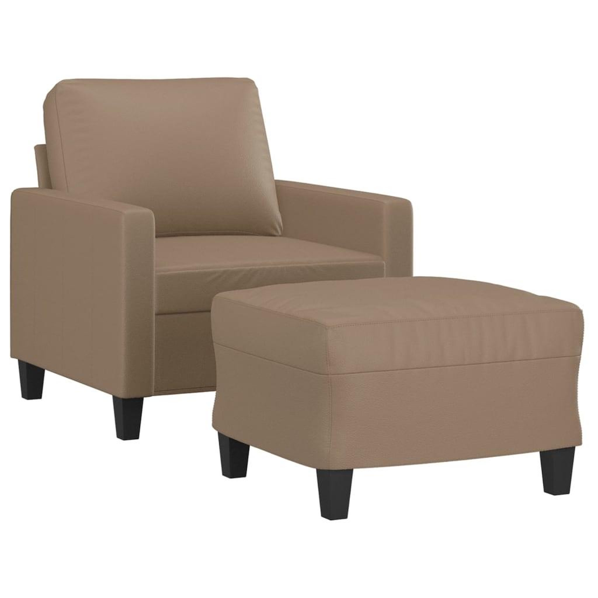 Voir la diapositive 3 : VIDAXL Fauteuil avec repose-pied Cappuccino 60 cm Similicuir
