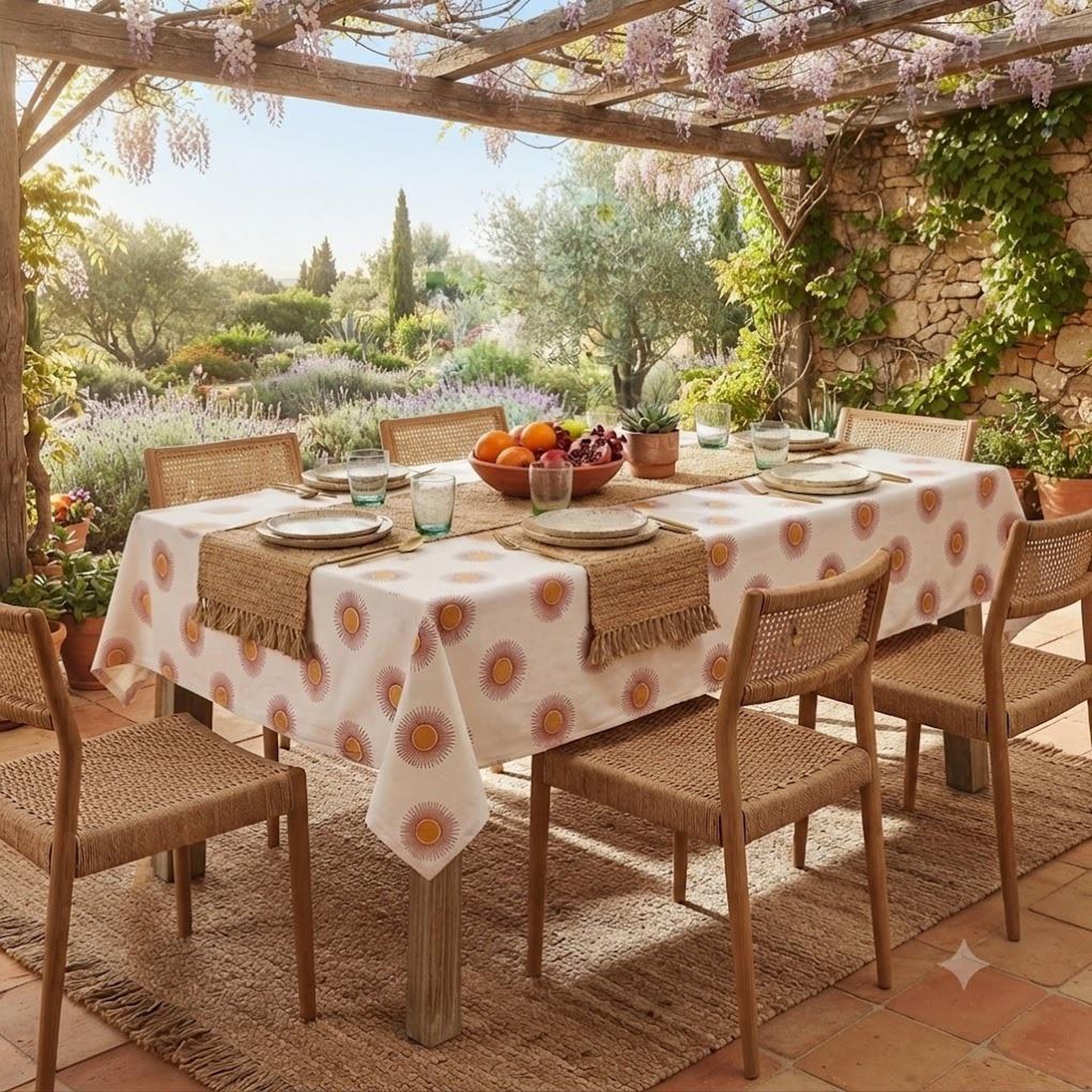 Voir la diapositive 2 : Eden Nappe en coton soleil design et moderne