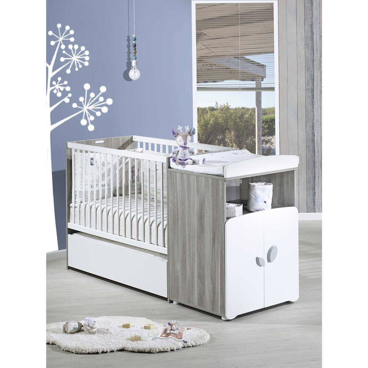 Lit combiné évolutif 60x120 en 90x190cm scandi naturel de Baby price sur  allobébé