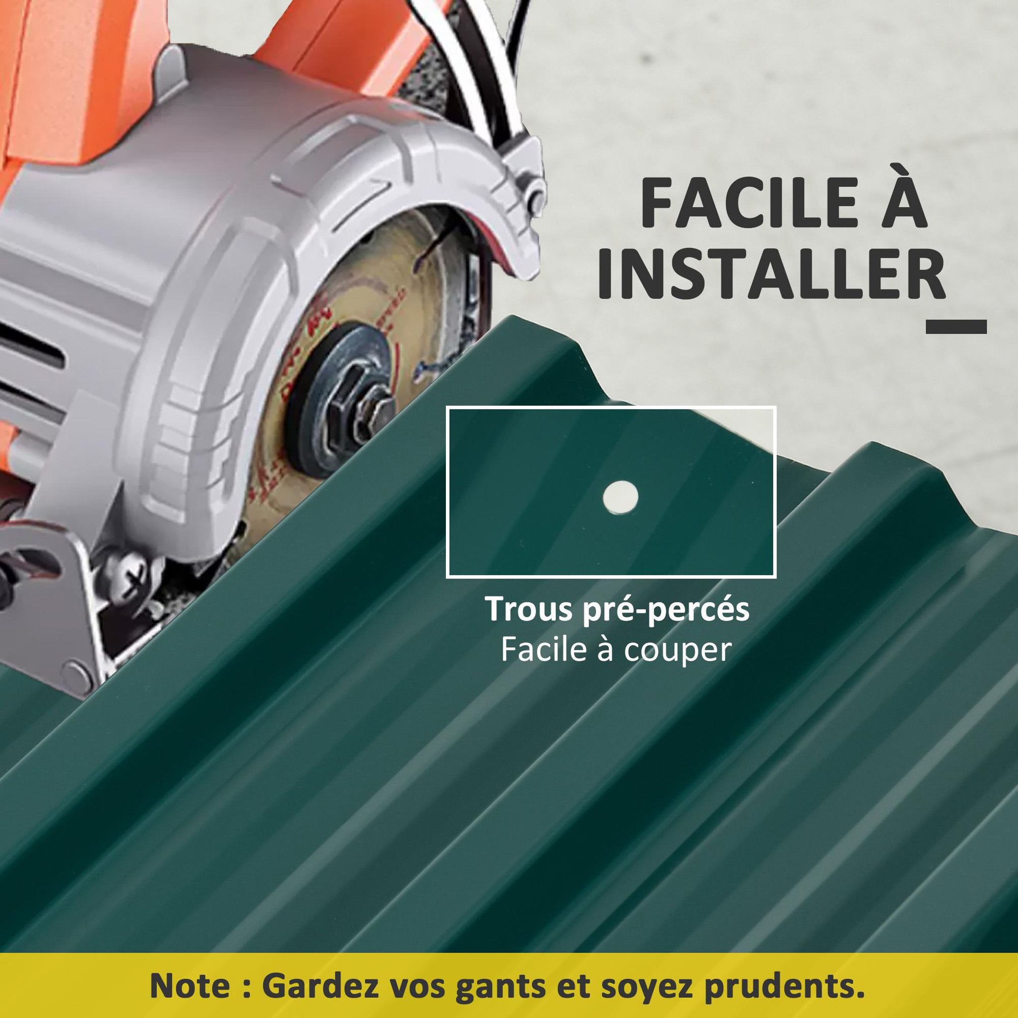 Voir la diapositive 5 : OUTSUNNY Lot de 12 panneaux - dim. 129L x 45l cm - tôle acier ondulé vert