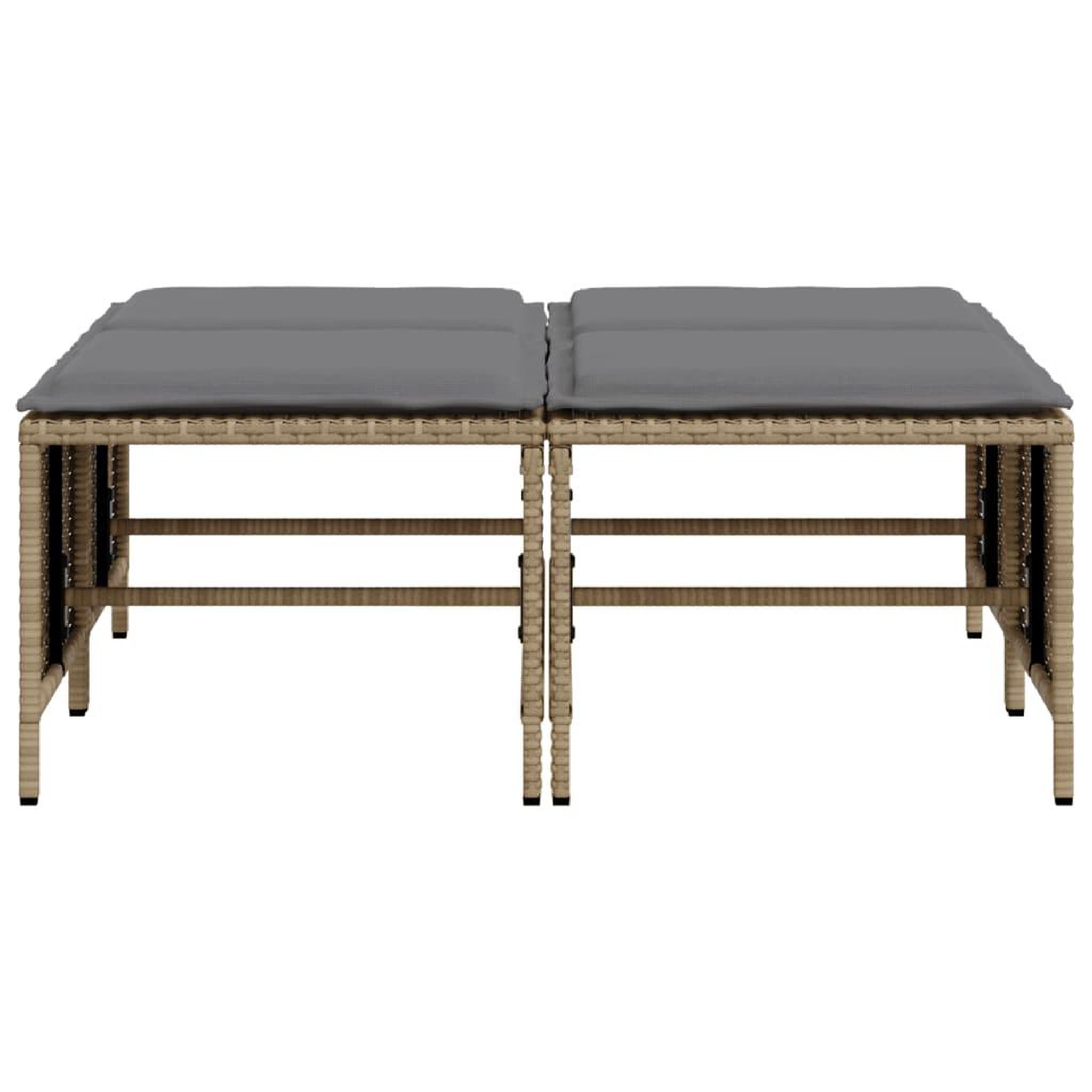 Voir la diapositive 4 : VIDAXL Tabourets de jardin avec coussins lot de 4 beige resine tressee