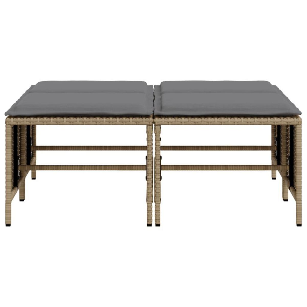 VIDAXL Tabourets de jardin avec coussins lot de 4 beige resine tressee