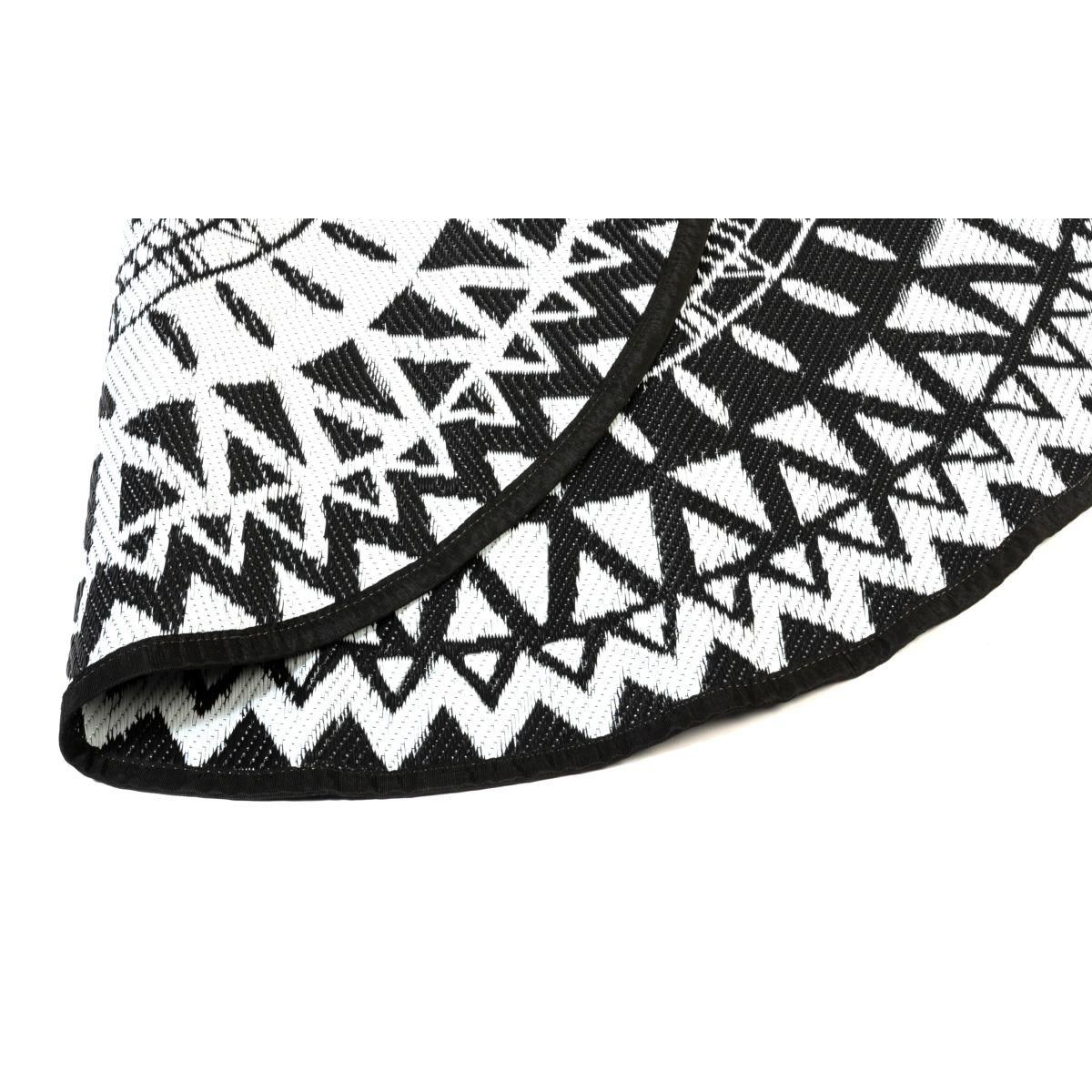 Inkazen Tapis extérieur rond - 150cm - Noir - MAORI