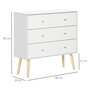 Voir la diapositive 3 : HOMCOM Commode 3 tiroirs design scandinave piètement effilé incliné bois pin panneaux blanc