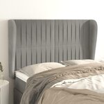 VIDAXL Tete de lit avec oreilles Gris clair 147x23x118/128 cm Velours