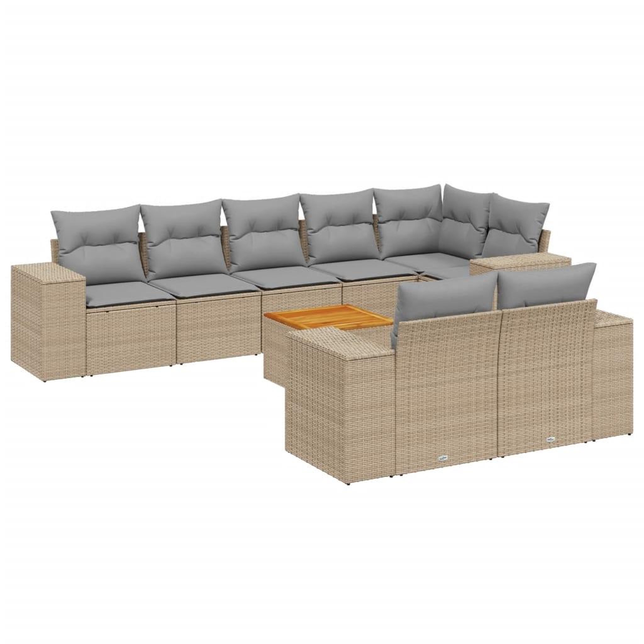 Voir la diapositive 2 : VIDAXL Salon de jardin avec coussins 9 pcs beige resine tressee