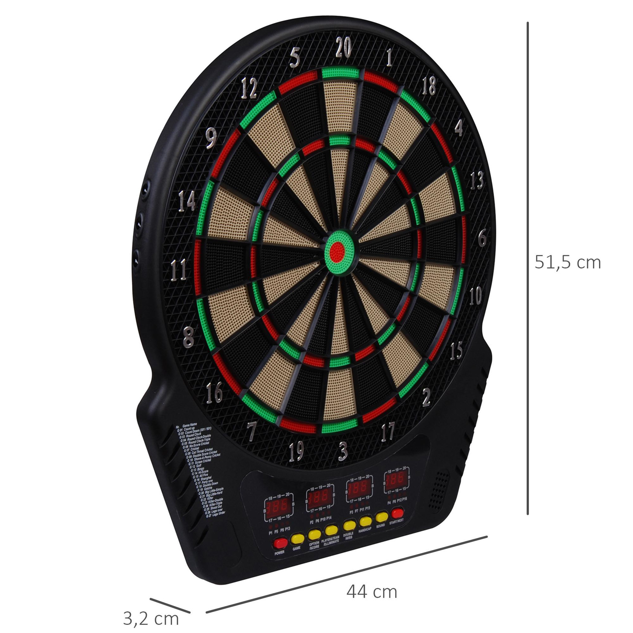 Voir la diapositive 3 : HOMCOM Cible jeu de flechettes électronique professionnel 243 jeux variés noir
