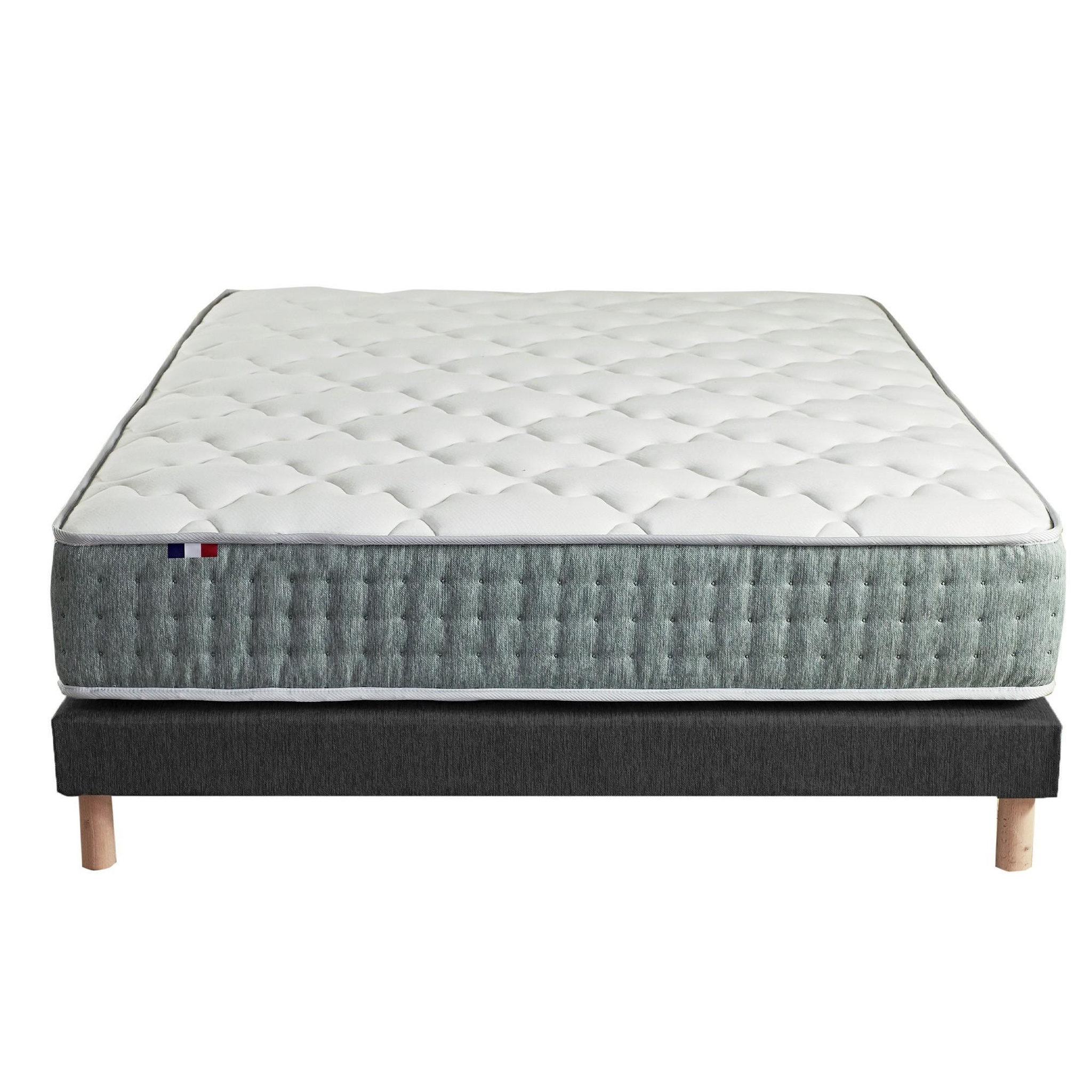 Voir la diapositive 5 : IDLITERIE Ensemble + matelas Ressort 7 zones Face Hiver/Eté différente HYGGE Fabriqué en France