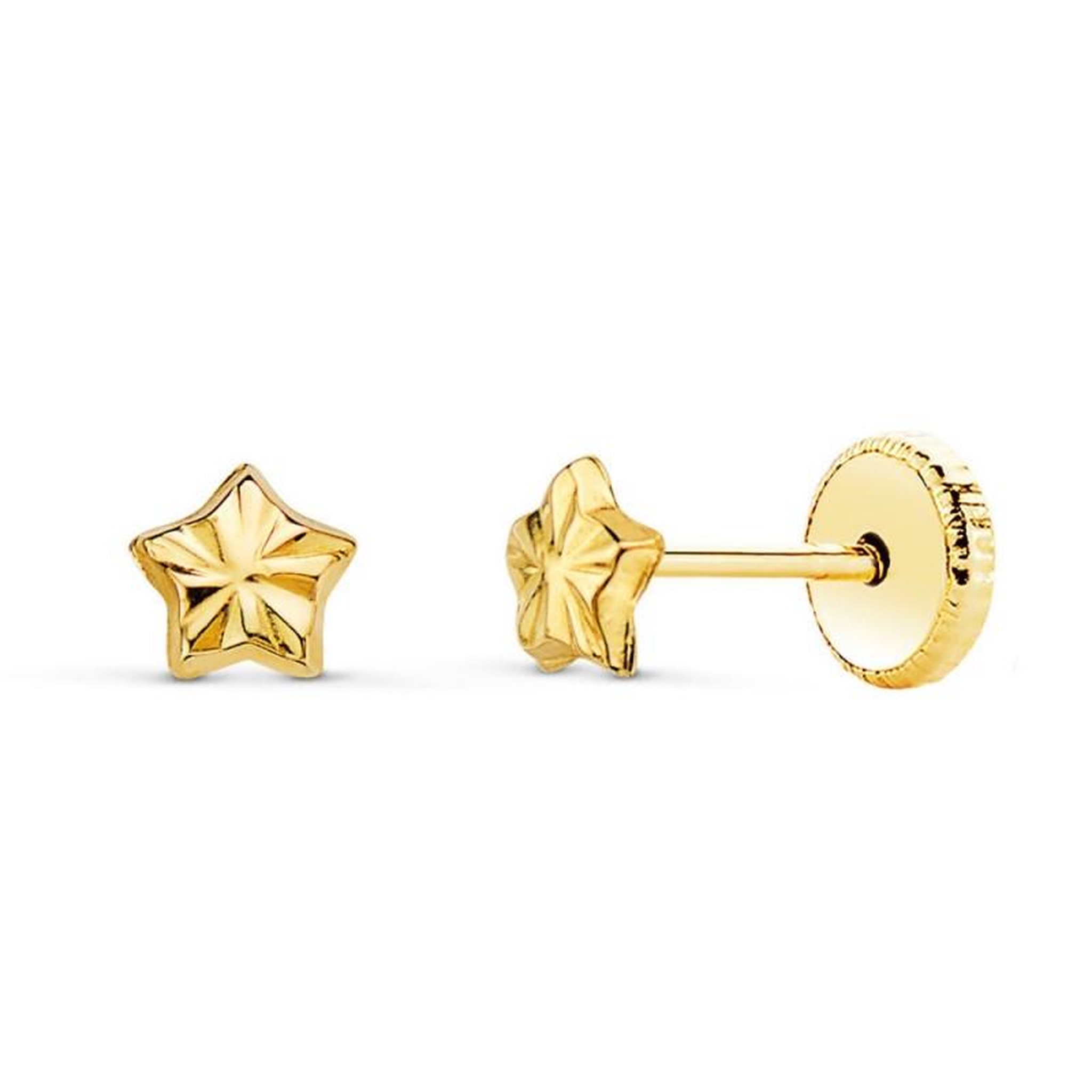 L'ATELIER D'AZUR Boucles d'Oreilles Or 18 Carats 750/000 Jaune Motif Etoile - Fille
