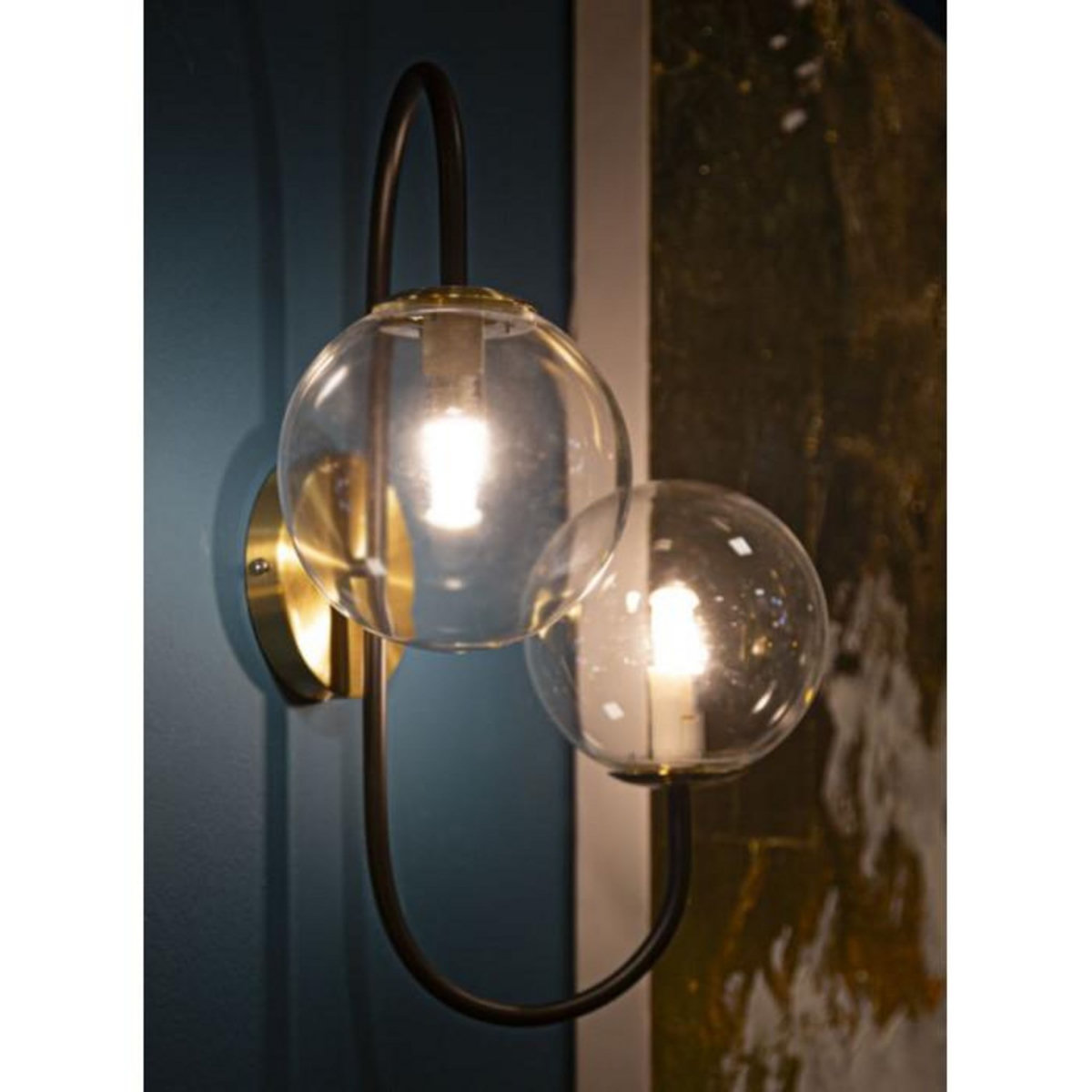 Paris Prix Applique Murale 2 Sphères  Blak  45cm Noir & Or