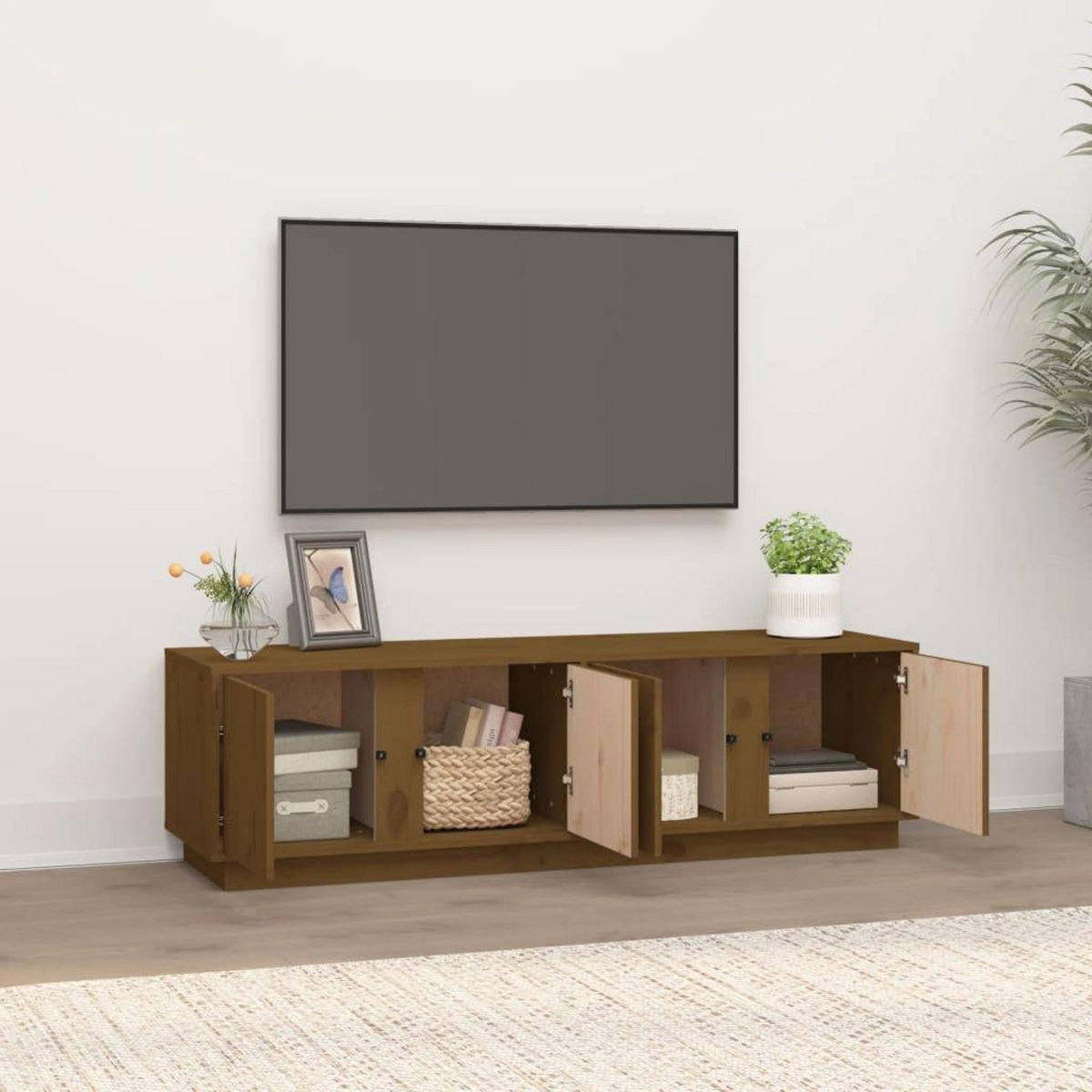 VIDAXL Meuble TV Marron miel 140x40x40 cm Bois de pin massif
