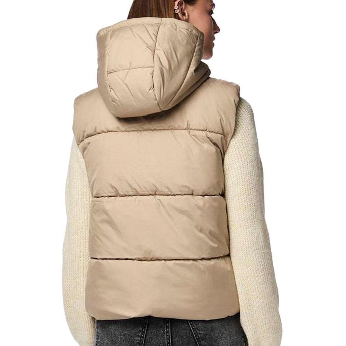 Pieces Doudoune sans manches Beige Femme Pieces New Short