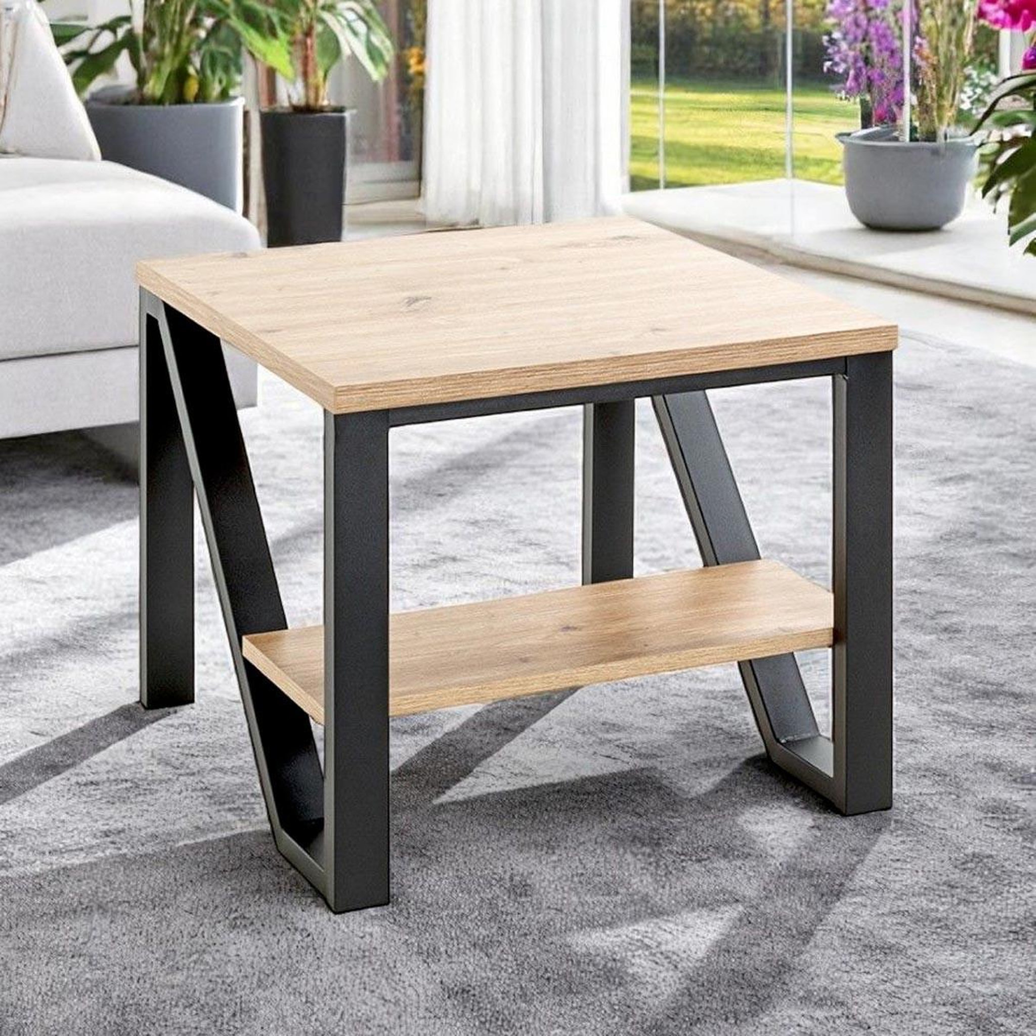 Voir la diapositive 4 : Paris Prix Table d'appoint 2 niveaux  devi  55cm naturel & noir